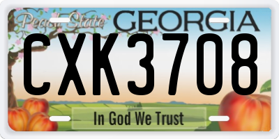 GA license plate CXK3708