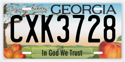GA license plate CXK3728