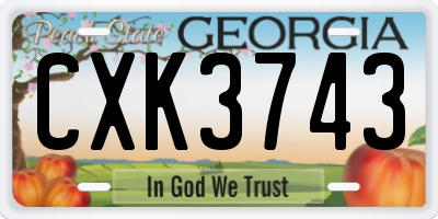 GA license plate CXK3743