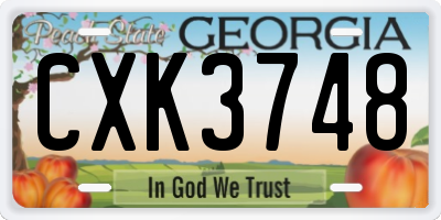 GA license plate CXK3748