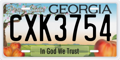 GA license plate CXK3754