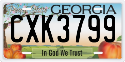 GA license plate CXK3799
