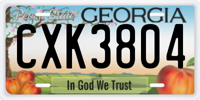 GA license plate CXK3804