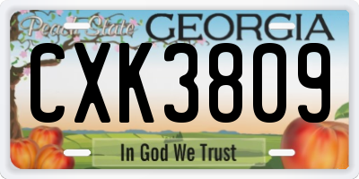 GA license plate CXK3809