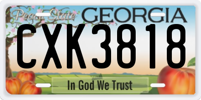 GA license plate CXK3818