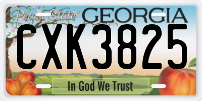 GA license plate CXK3825