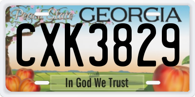 GA license plate CXK3829