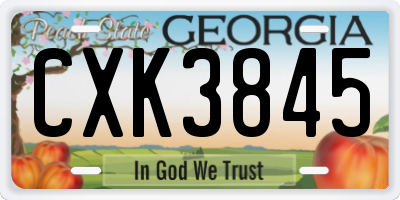 GA license plate CXK3845