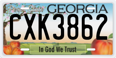 GA license plate CXK3862