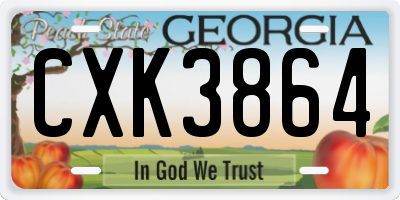GA license plate CXK3864
