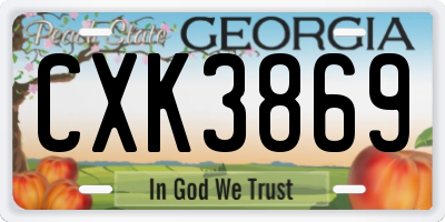 GA license plate CXK3869