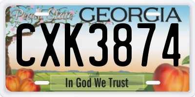 GA license plate CXK3874