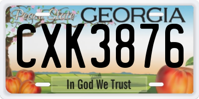 GA license plate CXK3876