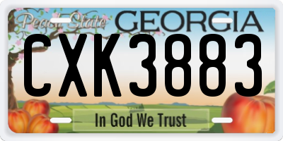 GA license plate CXK3883