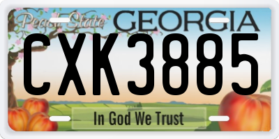 GA license plate CXK3885