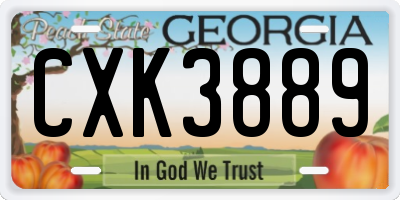GA license plate CXK3889