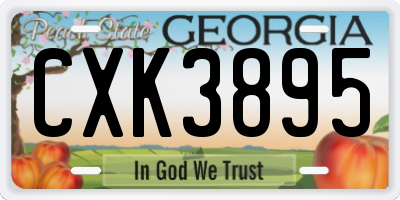 GA license plate CXK3895