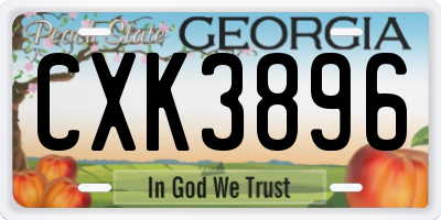 GA license plate CXK3896