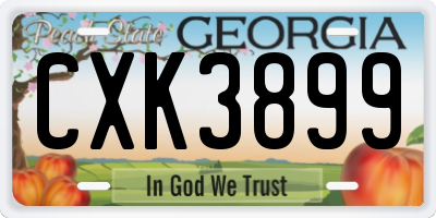 GA license plate CXK3899