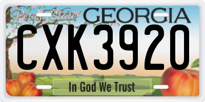 GA license plate CXK3920