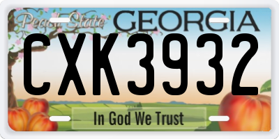 GA license plate CXK3932