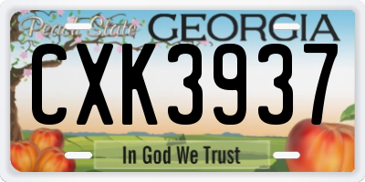 GA license plate CXK3937