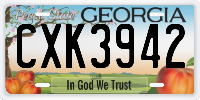 GA license plate CXK3942