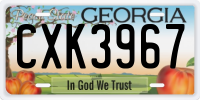 GA license plate CXK3967