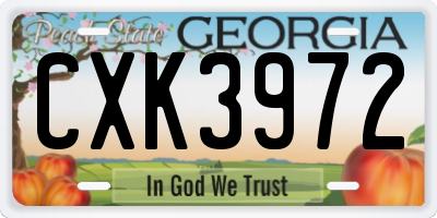 GA license plate CXK3972