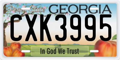 GA license plate CXK3995
