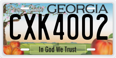 GA license plate CXK4002