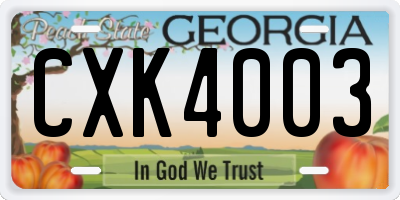 GA license plate CXK4003