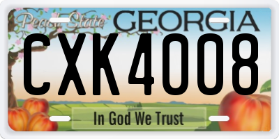 GA license plate CXK4008
