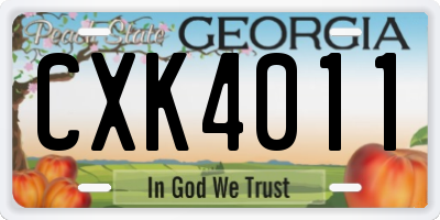 GA license plate CXK4011