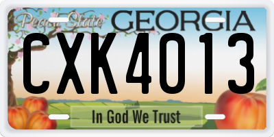 GA license plate CXK4013