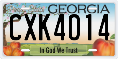 GA license plate CXK4014