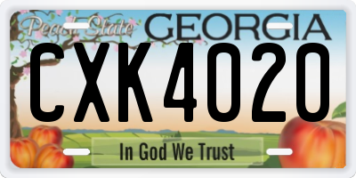 GA license plate CXK4020