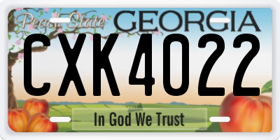 GA license plate CXK4022