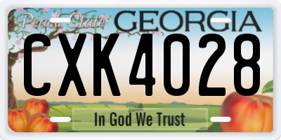 GA license plate CXK4028