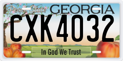 GA license plate CXK4032