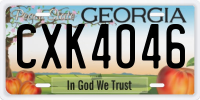 GA license plate CXK4046