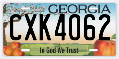GA license plate CXK4062