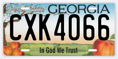 GA license plate CXK4066