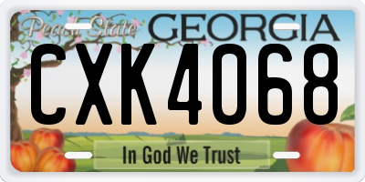 GA license plate CXK4068