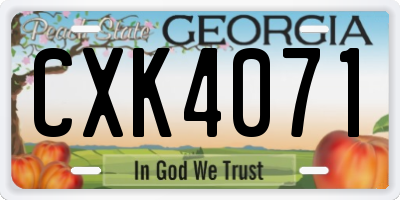 GA license plate CXK4071