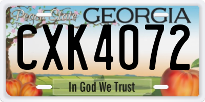GA license plate CXK4072