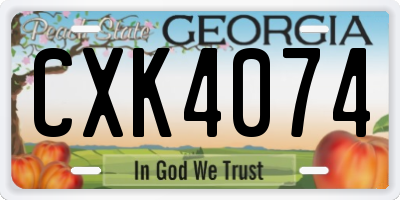 GA license plate CXK4074