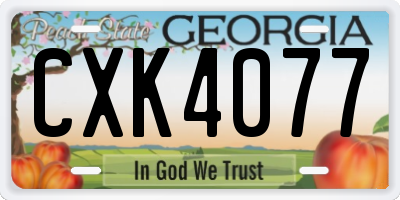 GA license plate CXK4077