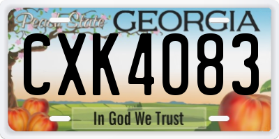 GA license plate CXK4083