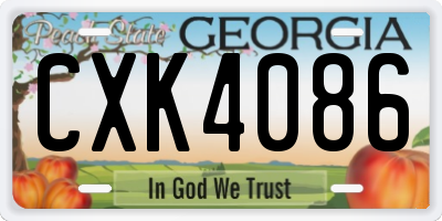 GA license plate CXK4086